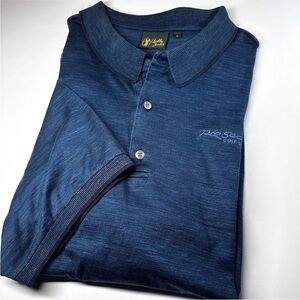 Bobby Jones Polo Shirt Short Sleeved L Heathered Navy Blue Rio Secco Golf Club
